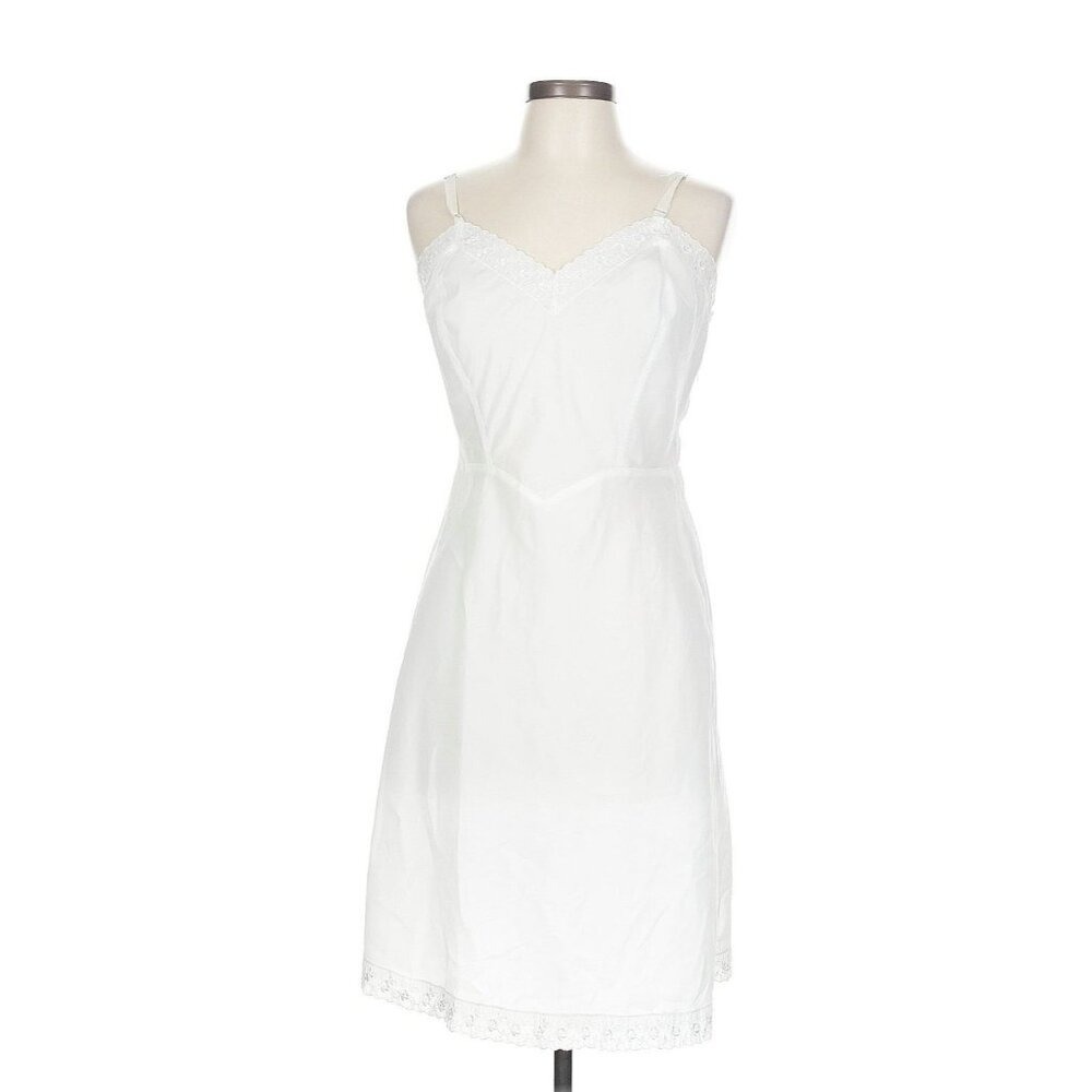 Vintage‎ Barbizon Ariel Tafredda White Lace Trim Full Slip Dress Lingerie